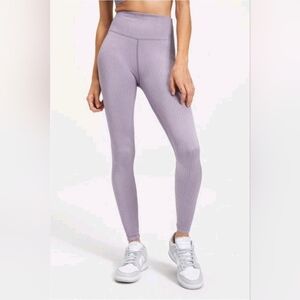Good American Dusty Violet Ribbed High-Waist Leggings